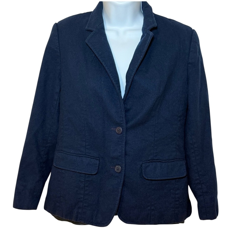 Pendleton Wool Blazer Women's Size 10 Blue Two Button Career Jacket Long Sleeve